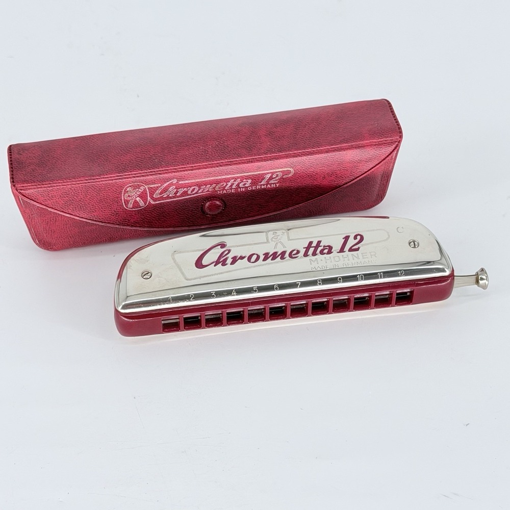 Hohner Chrometta 12 Harmonica Key of C Vintage w Case Germany